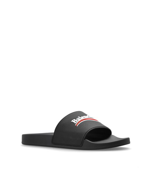 Balenciaga Black Slides With Logo for men