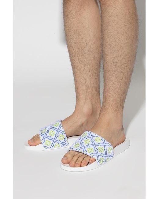 Casablanca White Monogram Slides for men