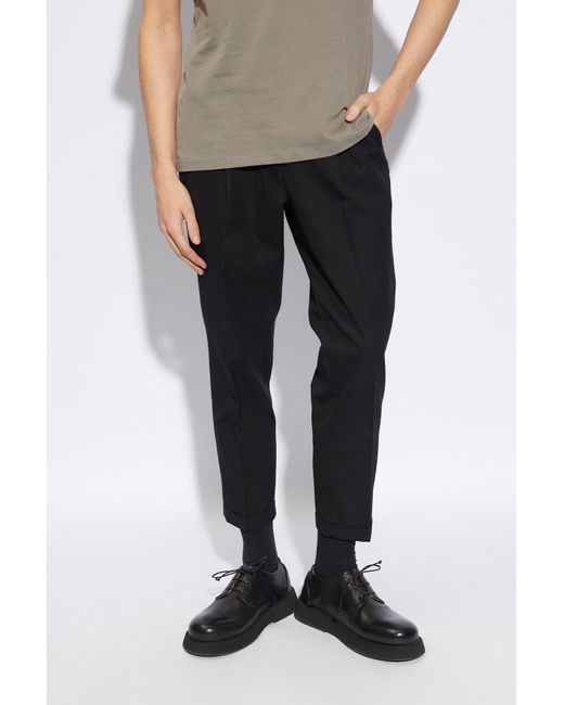 AllSaints Black 'tallis' Pleat-front Trousers, for men