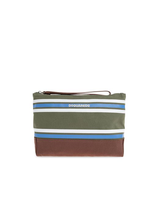 DSquared² Green Cosmetic Bag With Stripe Pattern