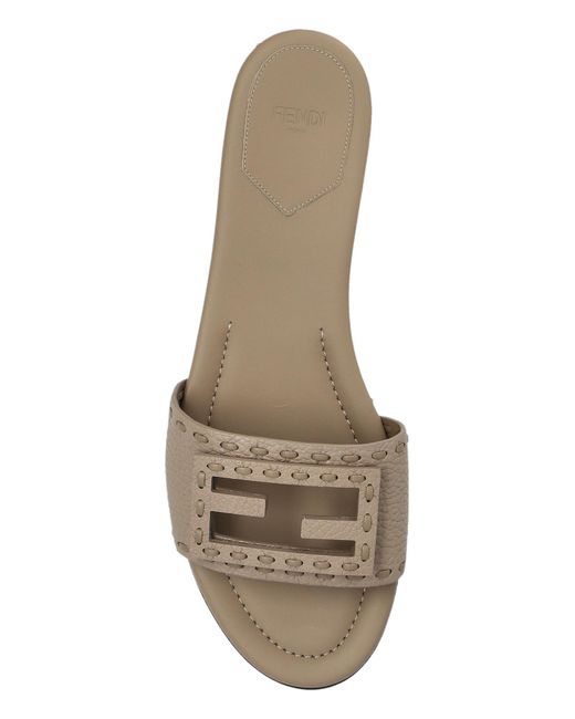 Fendi White Leather Slides