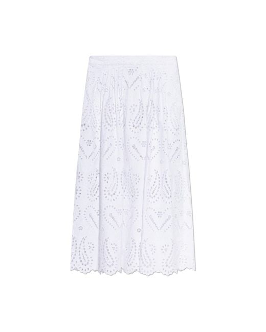 Etro White Openwork Skirt