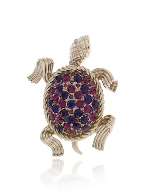 Dolce & Gabbana Metallic Brooch With Shimmering Crystals for men