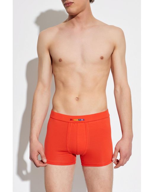DSquared² Red Boxers With Logo for men
