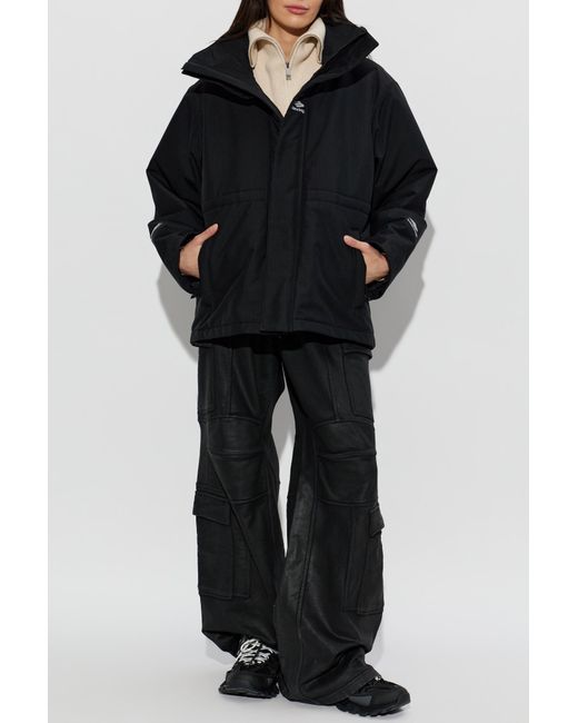 Balenciaga Black Insulated Jacket With Logo