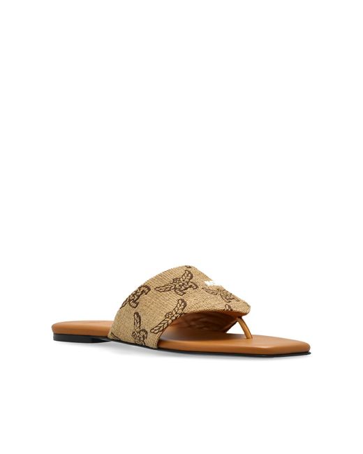 MCM White Monogram Slides