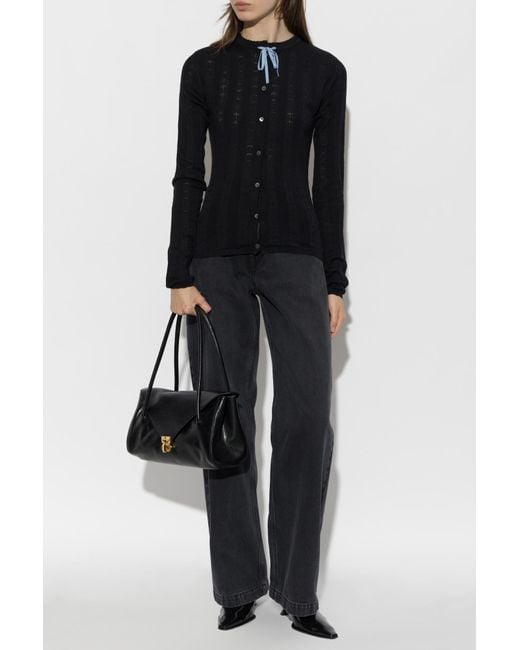 Marni Black Cardigan With Decorative Knit