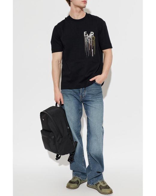 Emporio Armani Black T-Shirt With Logo for men