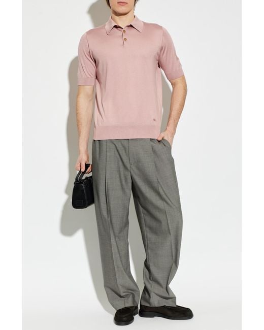 Dolce & Gabbana Pink Silk Polo Shirt With Embroidered Logo for men