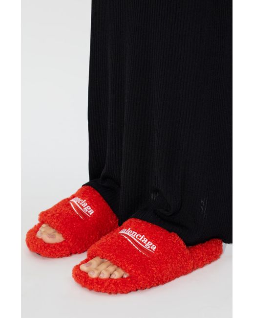 Balenciaga Red Slides With Logo