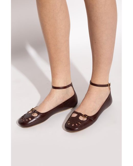Chloé Red Leather Ballet Flats 'Misty'