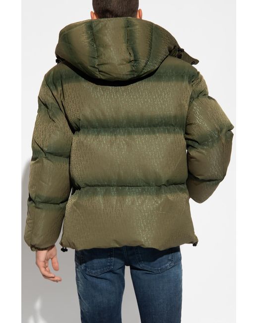 DIESEL Green Puffer Jacket With Detachable Hood for men