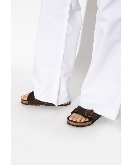 Birkenstock Black 'Arizona Shearling' Slides