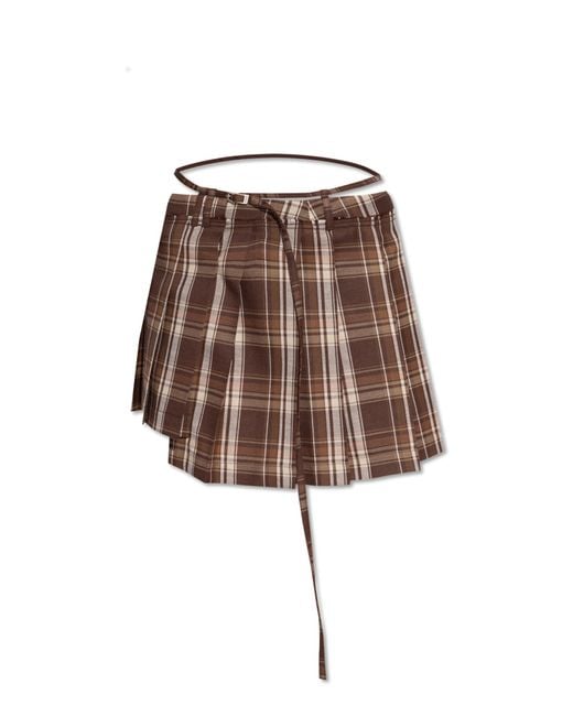 Acne Brown Plaid Skirt
