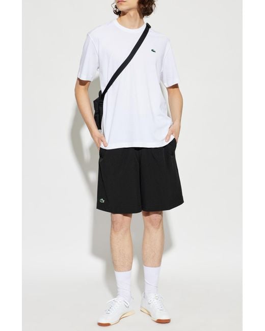 Lacoste Black Shorts With Logo Patch for men