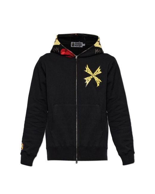A Bathing Ape Black Hoodie With A Zip-Up Hood for men