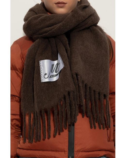Marni Black Wool Scarf With Fringes