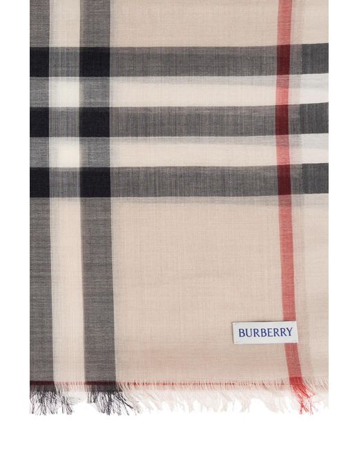 Burberry Natural Scarf With A Check Pattern