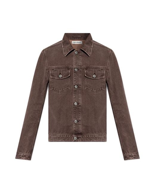 Our Legacy Brown Denim Jacket With Pockets for men