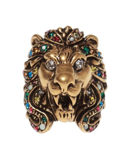 Gucci Multicolor Lion Head Ring for men