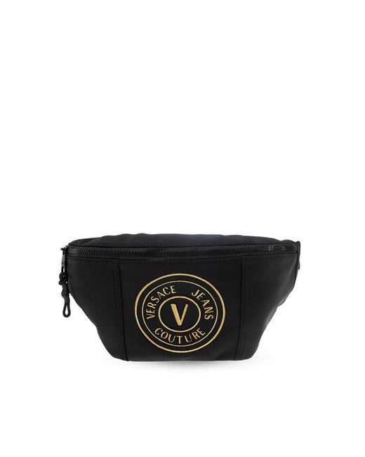Versace Black Belt Bag With Logo for men