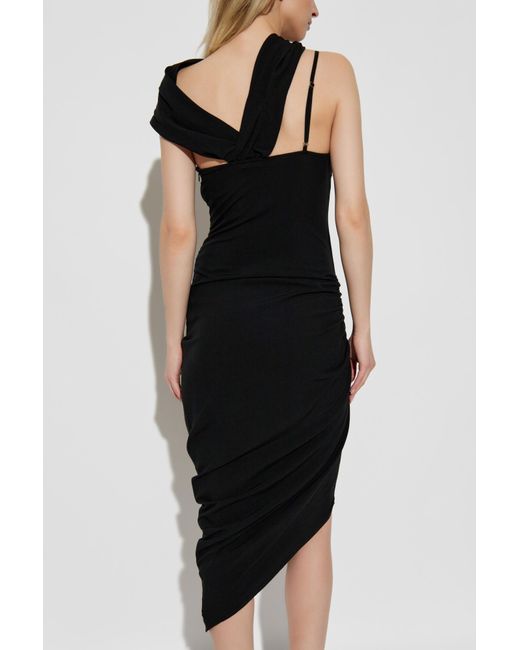Versace Jeans Couture Black Dress With Side Draping