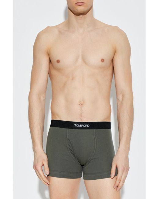 Tom Ford Green Boxers With Logo for men