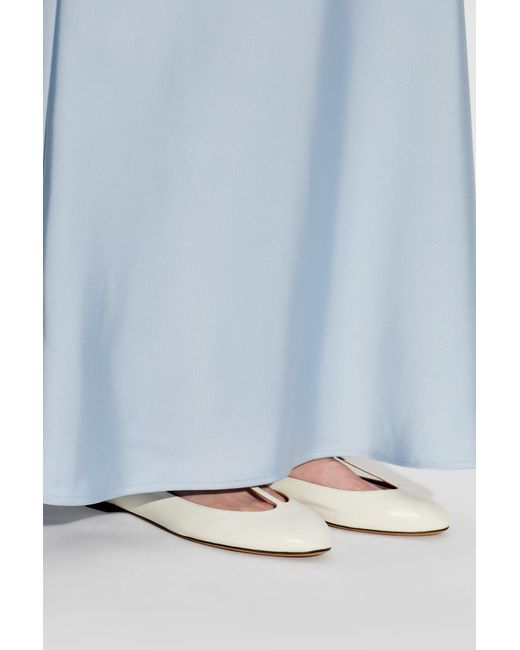 Odissi White Leather Ballet Flats