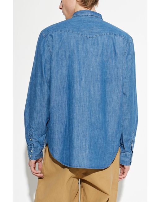 Officine Generale Blue 'Mavierick' Shirt for men