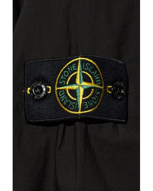Stone Island Black Jacket With Logo Patch for men