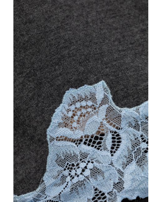 Self-Portrait Gray Sweater With Lace Inserts