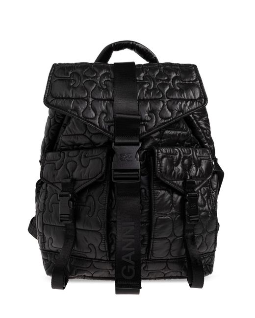 Ganni Black Quilted Backpack