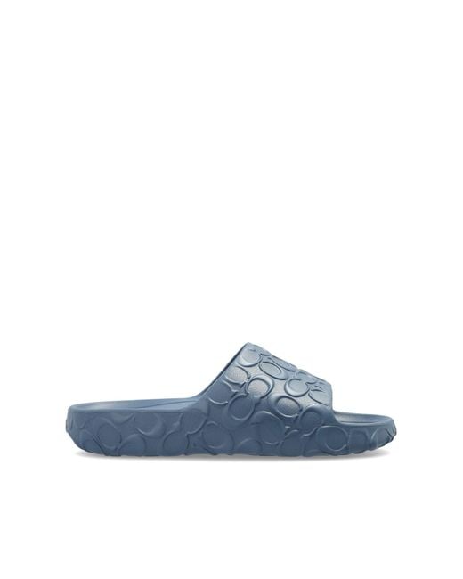 COACH Blue Rubber Flip-Flops With Logo for men