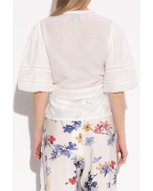 Munthe White Short Sleeve Top 'Florise'