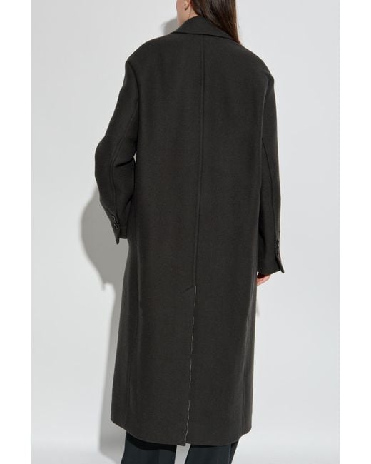 AMI Black Wool Double-Breasted Coat