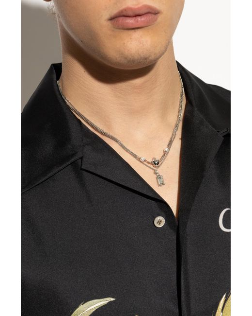 McQueen Metallic Necklace With Shimmering Crystals for men