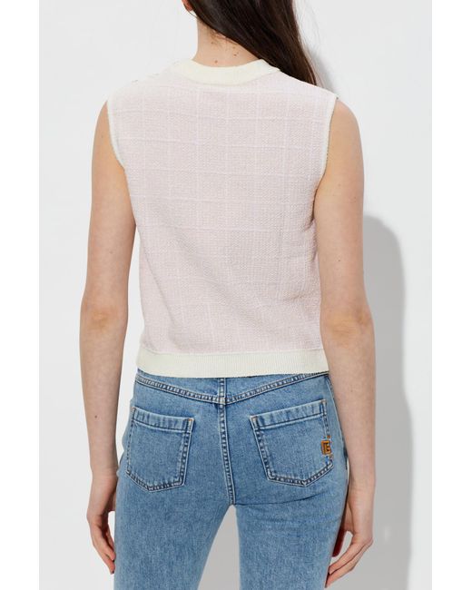 Balmain White Tweed Top
