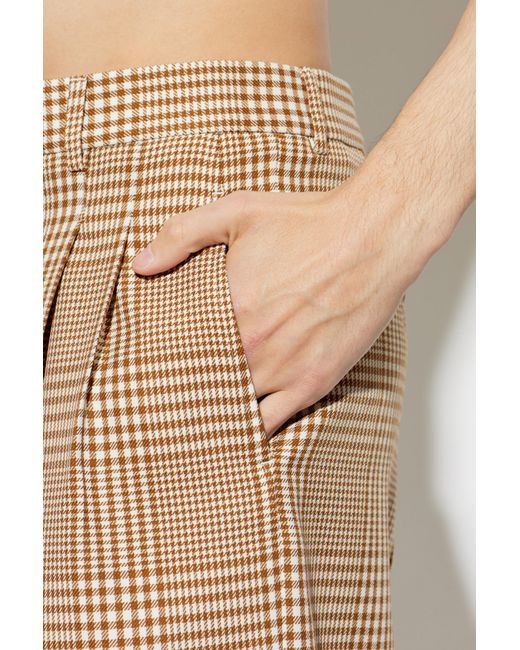 AMI Natural Plaid Pattern Shorts for men