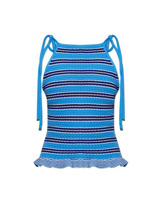 Ganni Blue Open-Back Top