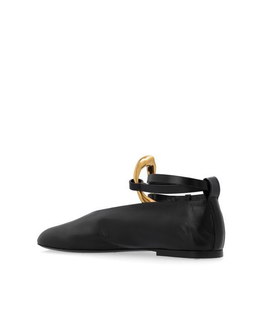 Jil Sander Black Leather Ballet Flats,
