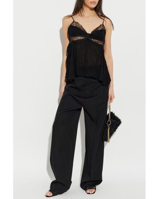 Blumarine Black Top With Lace Inserts
