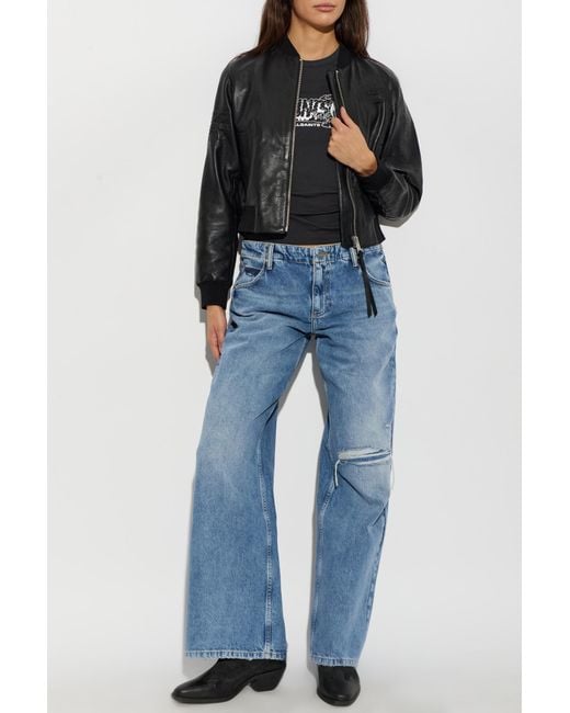 AllSaints Blue Leather Jacket 'Orten'