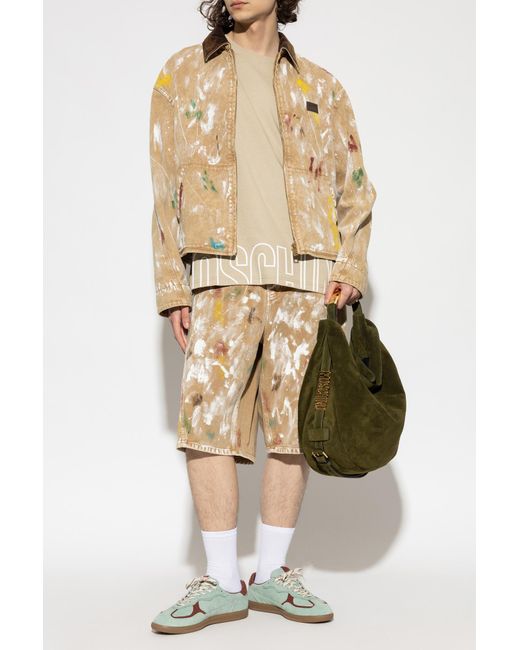 Moschino Natural Denim Shorts With A 'Vintage' Effect for men