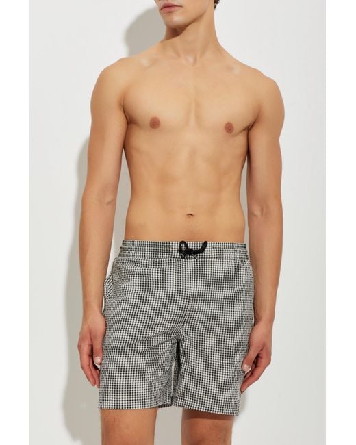 AllSaints Gray 'Cruz Check' Swim Shorts for men