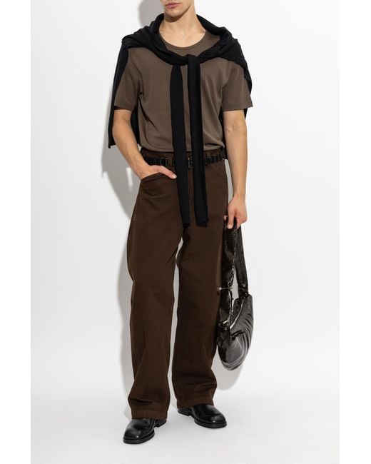 Lemaire Brown Crew Neck T-Shirt for men