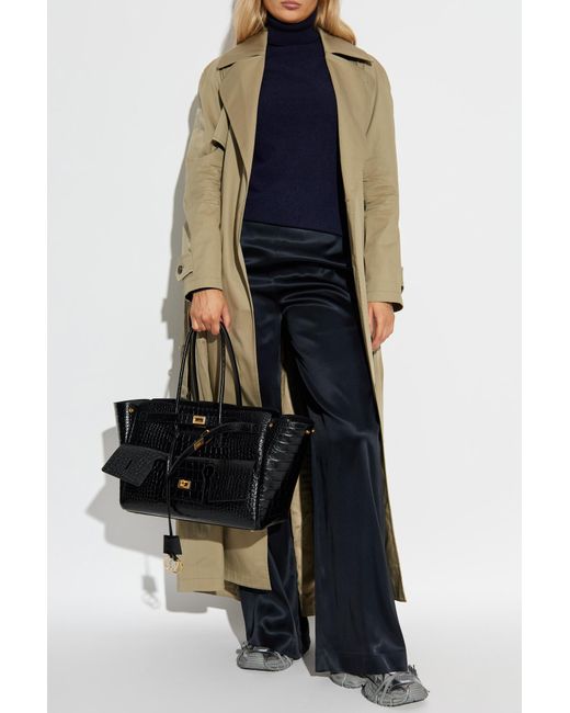 Balenciaga Natural Double-Breasted Trench Coat With Belt