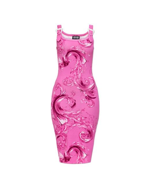 Versace Jeans Couture Pink Fitted Dress With Straps