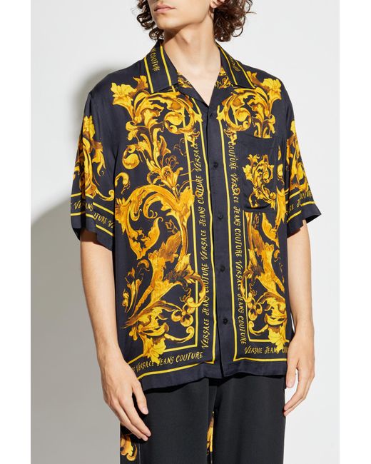 Versace Jeans Couture Yellow Shirt With Logo for men