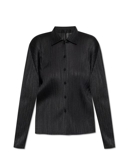 Pleats Please Issey Miyake Black Pleated Shirt