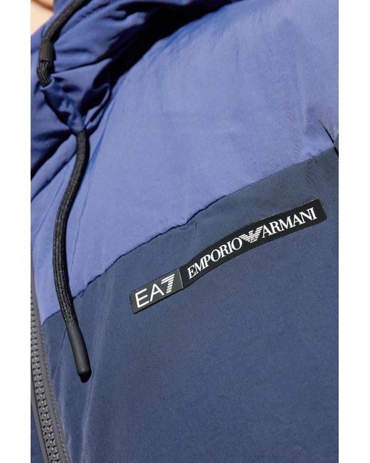EA7 Blue Insulated Jacket With Logo for men
